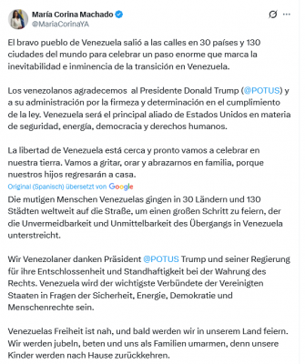 Screenshot 2026-01-05 at 21-46-01 María Corina Machado auf X „El bravo pueblo de Venezuela salió a las calles en 30 países y 130 ciudades del mundo para celebrar un paso enorme que marca la inevitabilidad e inminencia de la t[...].png